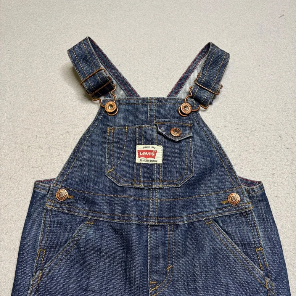 Levi's Denim Overalls Kids 18M Blue Y2K Carpenter Bib Dungarees Adjustable